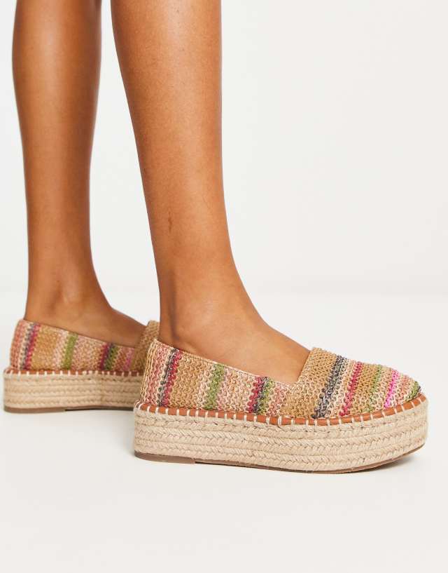 ASOS DESIGN Journal flatform espadrilles in multi natural