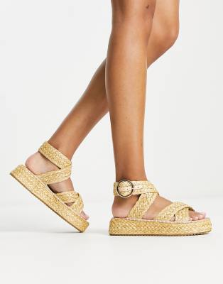 ASOS DESIGN - Journey - Espadrilles aus Raffiabast in Natur-Neutral