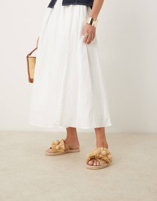 ASOS DESIGN - Jovie - Sabot stile espadrilles in rafia colore naturale con pompon, 3 di 4