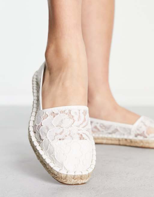 ASOS DESIGN Joy Espadrilles bout renforc Dentelle blanche