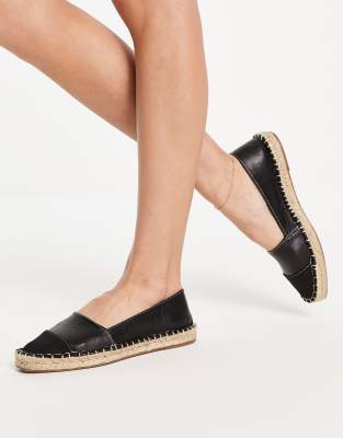 Asos Design Wide Fit Joy Toe-cap Espadrilles In Black In Black