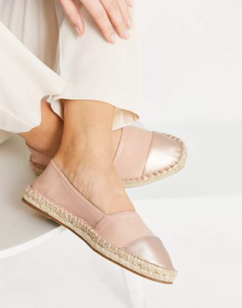 ASOS DESIGN Joy toe-cap espadrilles in pink and rose gold - view 1