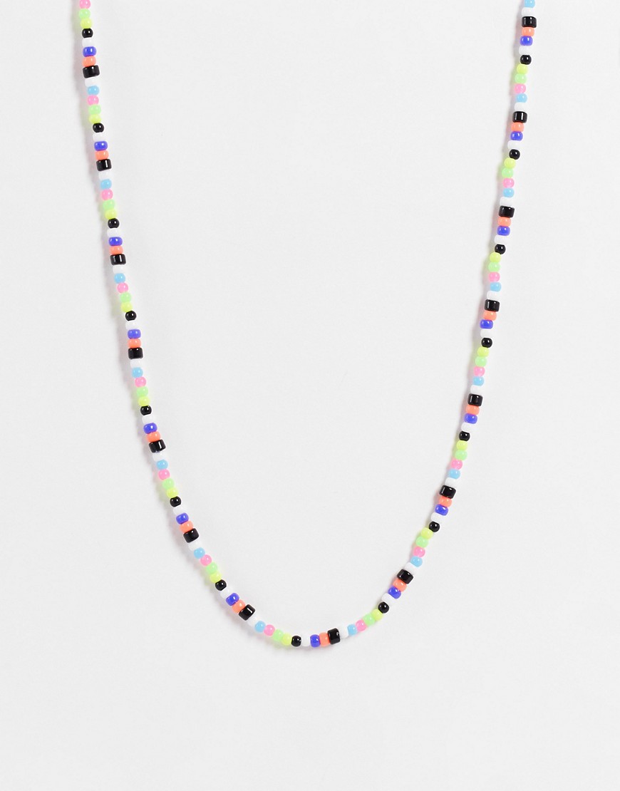 ASOS DESIGN joyful beaded necklace in multi color