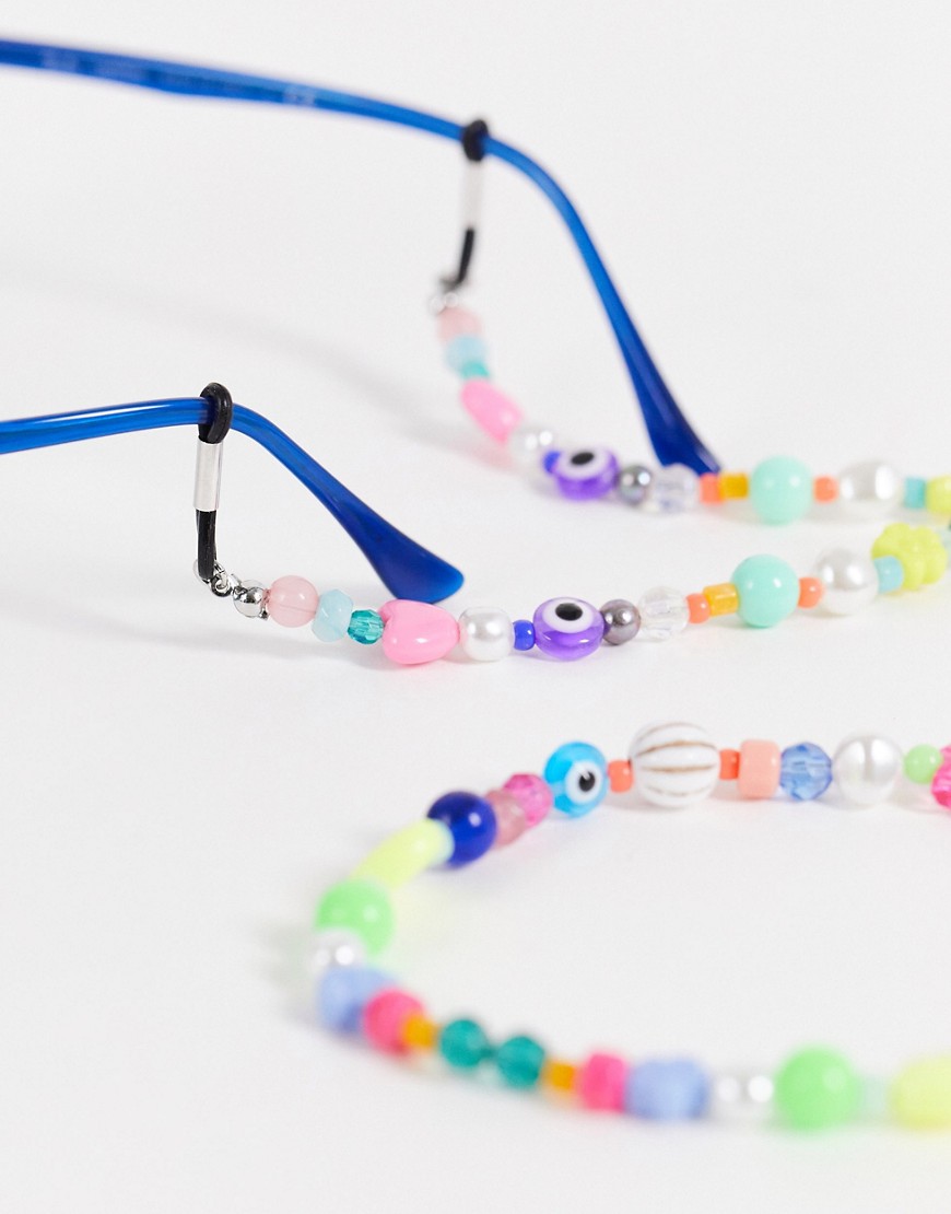 ASOS DESIGN joyful sunglasses chain with colorful beading-Multi