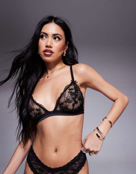ASOS DESIGN Jude floral lace soft bra in black - view 1