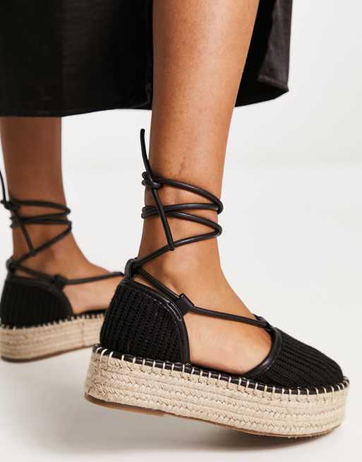 ASOS DESIGN Juggle Espadrilles in Schwarz mit Plateausohle ASOS