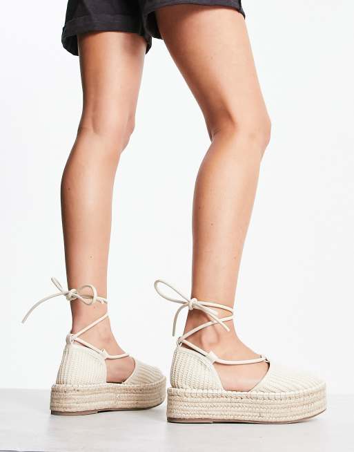 ASOS DESIGN Juggle Espadrilles met plateauzool in beige ASOS