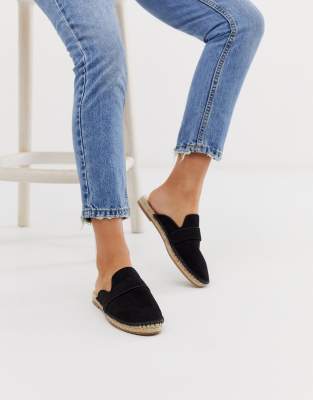 black espadrille mules