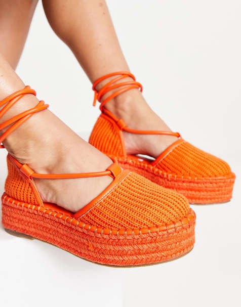 ASOS DESIGN Juggle platform espadrilles in orange - view 1