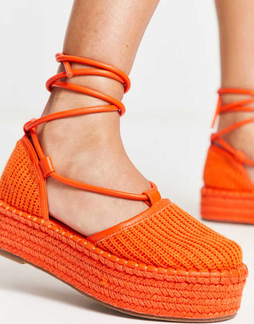 Espadrille homme tressée orange