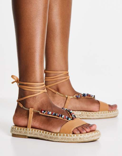 Asos Donna Scarpe Espadrillas Espadrilles in due parti color cuoio con perle Jukebox 