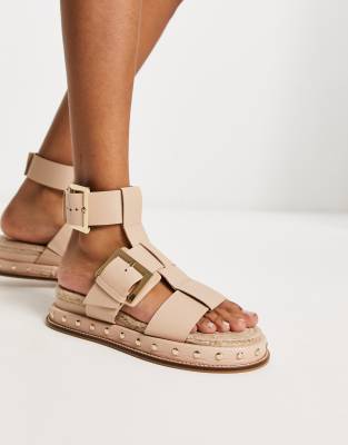 ASOS DESIGN - Jukebox - Fischer-Espadrilles aus Leder in Cremeweiß