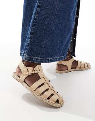 ASOS DESIGN - Jukebox - Fisherman-Espadrilles in Natur-Neutral