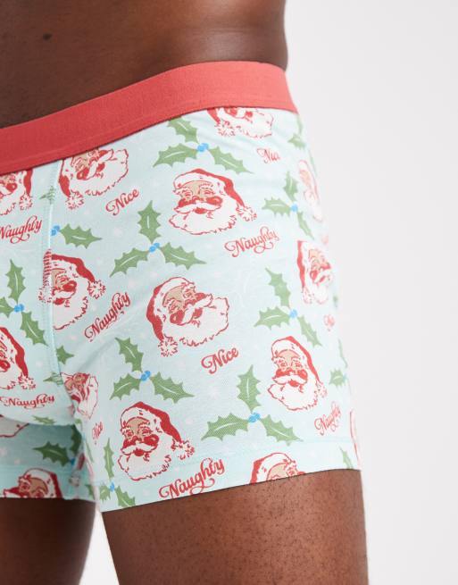 ASOS DESIGN - Jul - Blå boksershorts med retro julemandsprint, 2 af 3