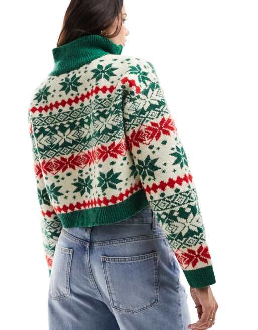 ASOS DESIGN – Jul – Fairislestickad tröja med dragkedja vid halsen, 4 av 4