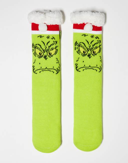 ASOS DESIGN - Jul - Grønne sutsko-sokker med Grinch-design