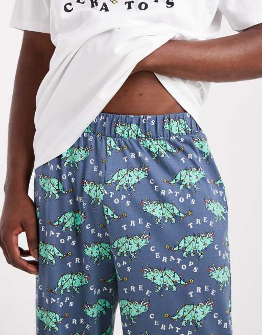 ASOS DESIGN – Jul – Marinblå pyjamas med dinosauriemönster, 3 av 4