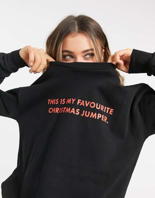 ASOS DESIGN - Jul - Sort sweatshirt med 'Favourite Jumper'-print