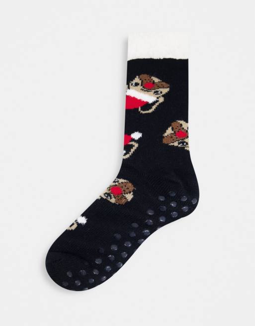 ASOS DESIGN – Jul – Toffelstrumpor med juliga mopsar