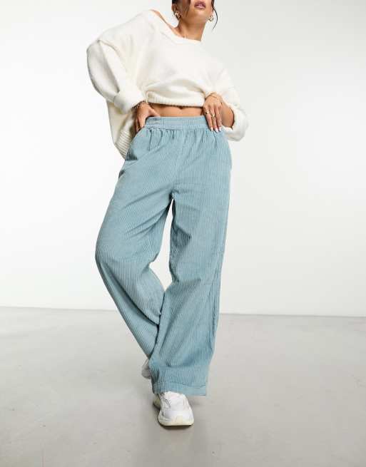 ASOS DESIGN cord barrel leg pants in gray