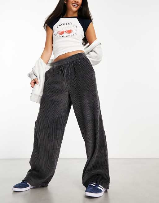 ASOS DESIGN jumbo cord pull on pants in grey