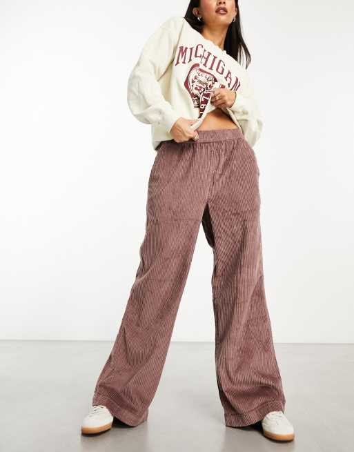 ASOS DESIGN jumbo cord pull on pants in mink