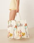 [ASOS DESIGN] ASOS DESIGN jumbo floral print canvas tote bag-Multi No Size Multi