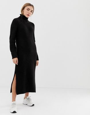asos design jumper dress in midi length with side splits