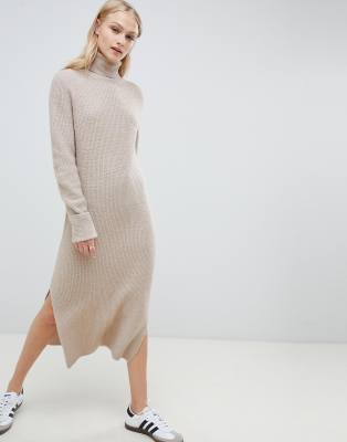 asos design jumper dress in midi length with side splits