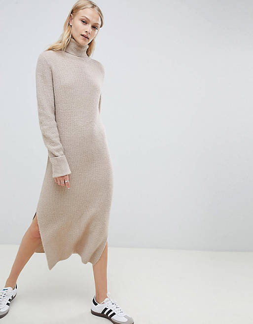 ASOS DESIGN jumper dress in midi length with side splits