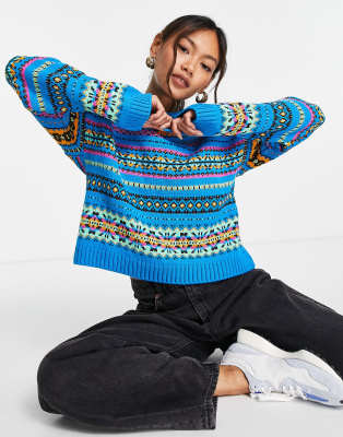 ASOS DESIGN jumper in all over fairisle pattern