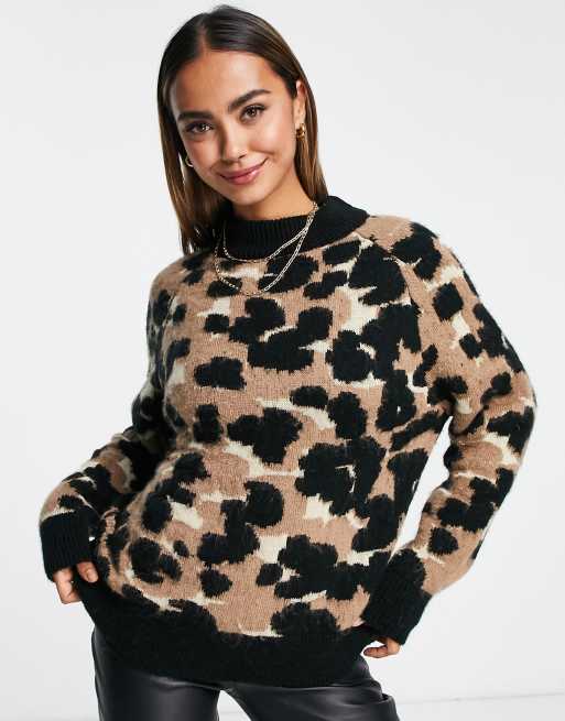 ASOS DESIGN jumper in animal pattern in fluffy yarn | ASOS