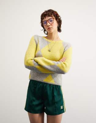 Asos Design Jumper In Argyle Pattern In Yellow
