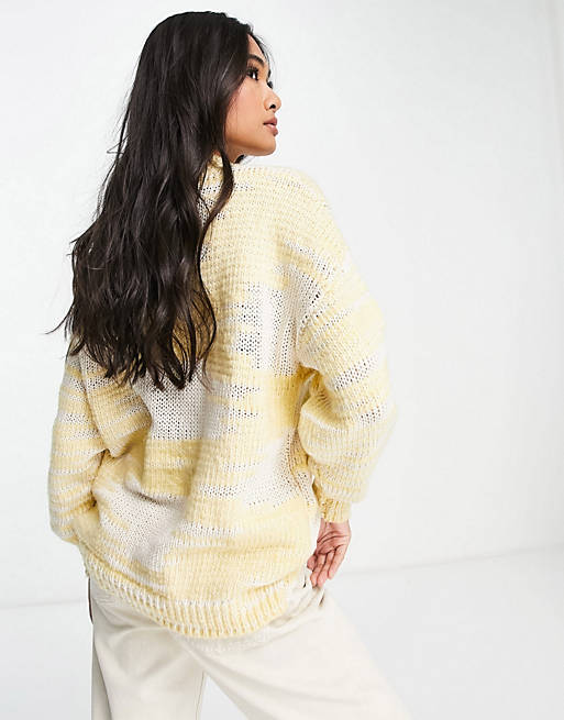 Jumpers & Cardigans jumper in mixed yarn stitch in cream and yellow 