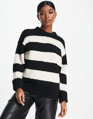 Black and 2025 white striped pullover