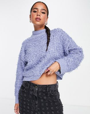 ASOS DESIGN jumper in textured loopy stitch in blue - ASOS Price Checker