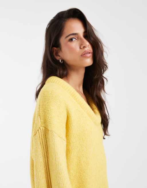 ASOS DESIGN jumper med rund halsringning och kant i gult, 2 av 4