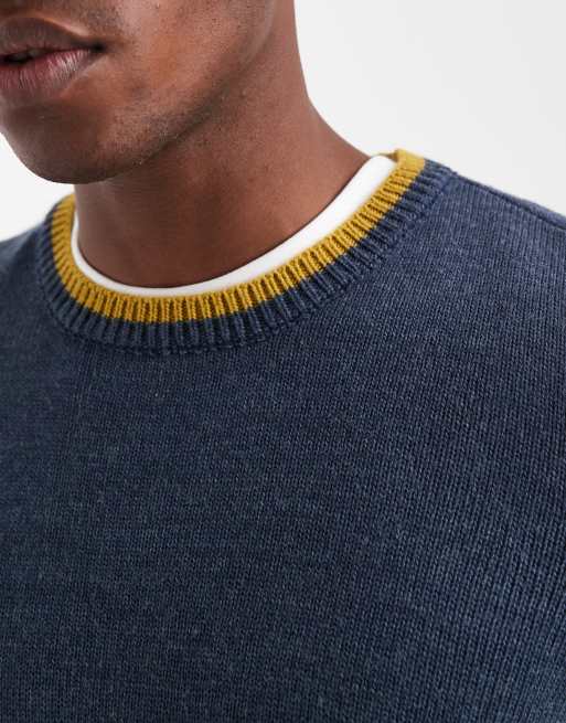 ASOS DESIGN jumper med strikket matroskrave i navy, 5 af 5