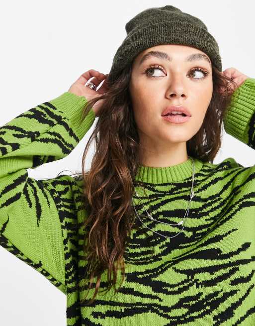 Green animal deals print jumper