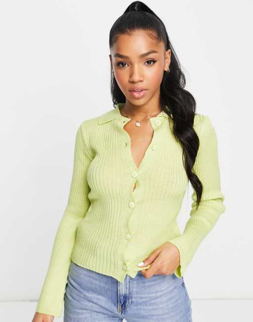 ASOS DESIGN jumper with collar in green | ASOS