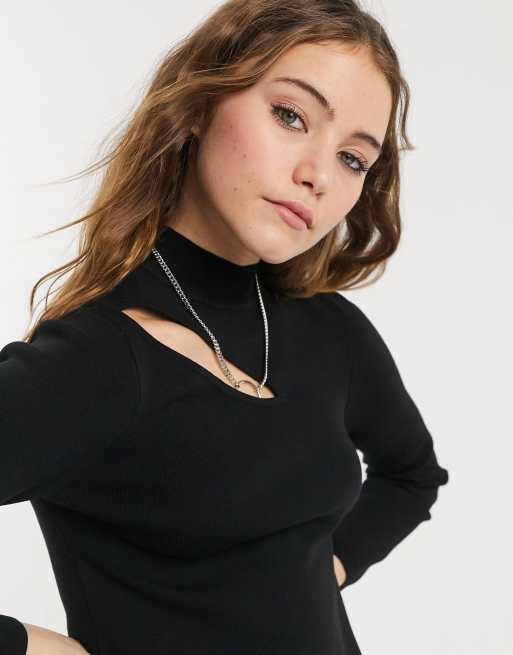 ASOS DESIGN jumper with cut out detail in black | ASOS