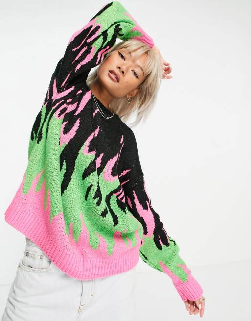 ASOS DESIGN jumper with flame pattern