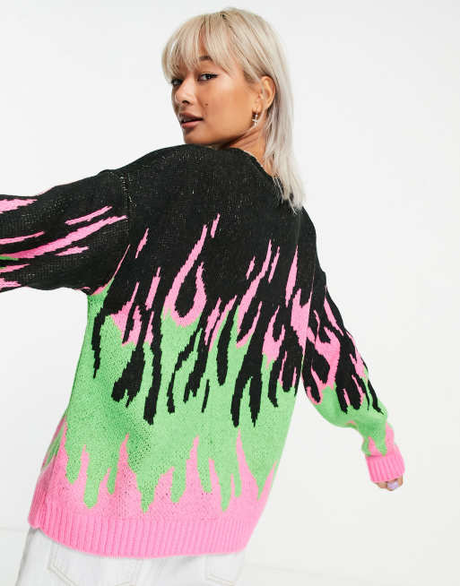 ASOS DESIGN jumper with flame pattern