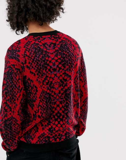 ASOS DESIGN jumper with neon snake pattern