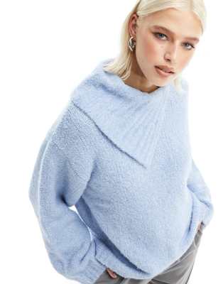 ASOS DESIGN jumper with off centre collar detail in blue - ASOS Price Checker