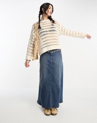 ASOS DESIGN jumper with open stitch in textured yarn in cream | ASOS