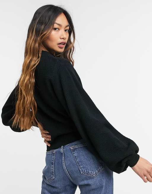 ASOS DESIGN jumper with shoulder pad in black ASOS