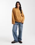 [ASOS DESIGN] ASOS DESIGN jumper with split hem and pleat detail in biscuit-Neutral XS Biscuit