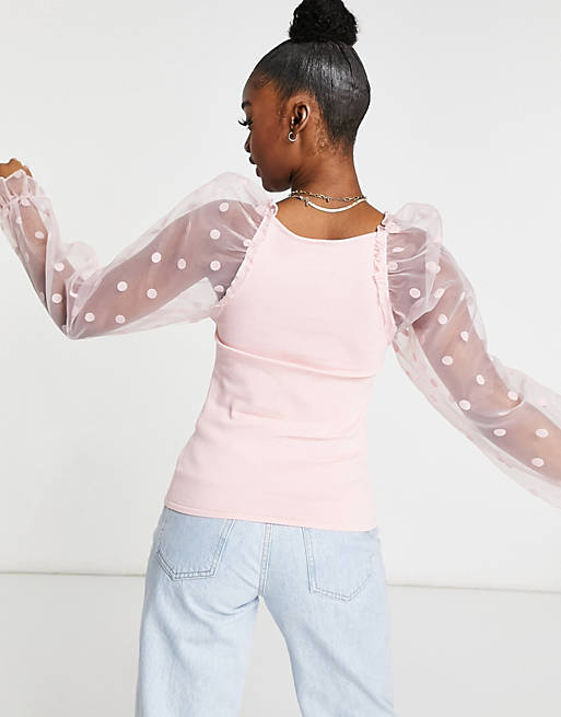 Jumpers & Cardigans jumper with spot organza sleeve 