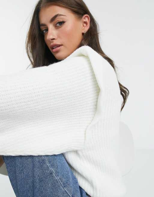 ASOS DESIGN jumper with structured shoulder in cream ASOS